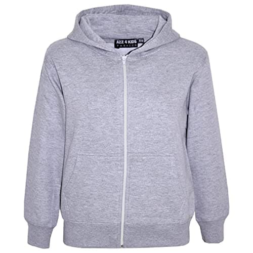 Image of A2Z 4 Kids Plain Full Zip Hoodie for Girls & Boys Long Sleeve - Zipper Grey 13