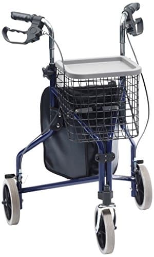 Image of Drive Devilbiss Steel Tri-Walker with Vinyl Bag and Basket and Tray, Blue