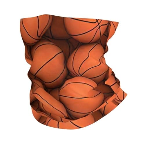 Image of Basketball Orange Half Face Headwear Anitdust Tube Scarf Novelty Balaclava For Women Sports Outdoor