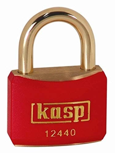 Image of Kasp 124 Brass Padlock - 40 Millimeters - Brass Shackle - Red