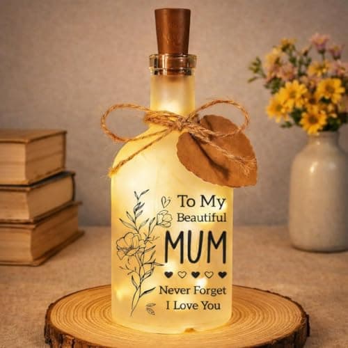 Image of Wuneiox Mum Gifts, LED Bottle Decorative Light, Gifts for Mum, Frosted Glass Lamp with 20 LED String Lights, Mum Birthday Gift, Warm Home Decoration for Birthday Christmas