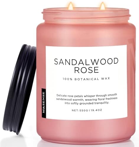 Image of M&SENSE Sandalwood Rose Large Aromatherapy Candles for Relaxing Stress Relief 550g 110H Soy Wax Scented Candles Gifts for Women Men Organic Non Toxic Home Fragrance Candles Long Burning