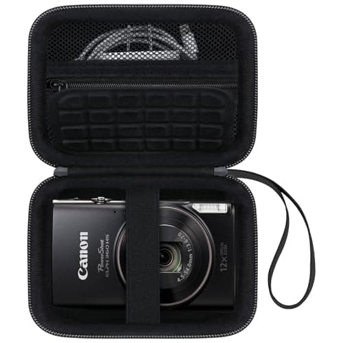 Image of Canboc Carrying Case for Canon IXUS 185/285/ Sony DSC-W830/DSC-W800/VAHOIALD/Taichaeu/EJXHKNF Digital Camera, Mesh Pocket fit Cable, Batteries, Black (Case Only)