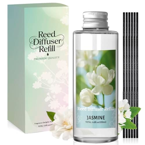 Image of Scent-Hi Reed Diffuser Refill 200ml - Jasmine Scented Refill for Reed Diffuser - Home Fragrance for Bedroom, Spa, Living Room