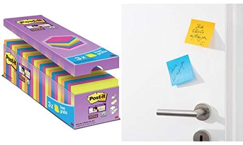 Image of Post-it Notes Super Sticky 76x76mm 90 Sheets Assorted Colours [Pack of 24]