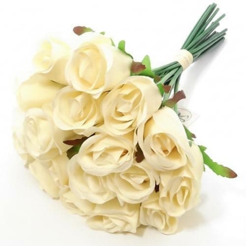 Image of A1-Homes Artificial Cream Roses - Bundle of 18 Fake Cemetery -30cm Bunch of Flowers for Birthday, For Women, Graveside, Indoor & Outdoor wedding Party Home Decor - DIY & Crafts