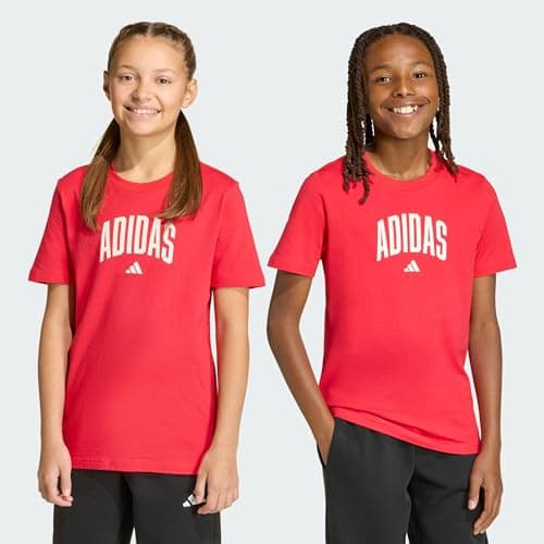 Image of adidas Unisex Kids Collegiate Graphic T-Shirt Junior, Pure Ruby/Off White, 11-12 Years