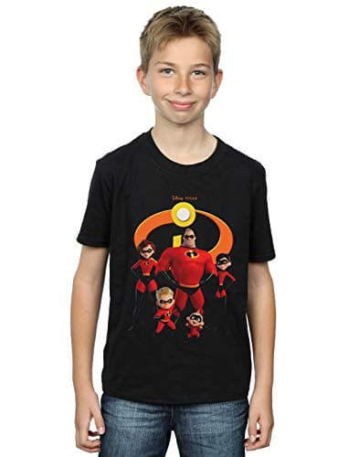 Image of Disney Boys Incredibles 2 Group Logo T-Shirt Black 9-11 Years