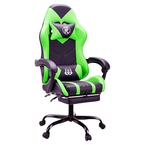 Image of play haha Gaming Chair with Footrest & Lumbar Support,Reclining Swivel Chair,Ergonomic Gaming Chair for Adults, High-Back Racing Style,Adjustable Height with Headrest Pillow