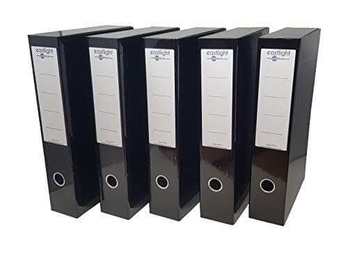 Image of 5 x Box File, Classic Eastlight, High Gloss Laminated Paper Foolscap Black