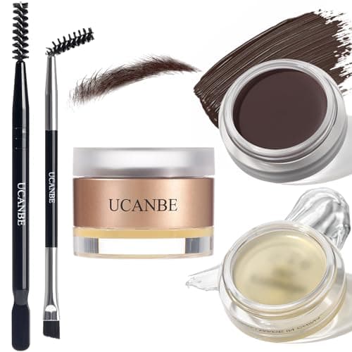 Image of UCANBE Waterproof Eyebrow Gel + Eyebrow Styling Wax 2 in 1 Makeup Kit with 2 Pcs Dual-ended Adjustable Freely Eyebrow Brush Makeup Long Lasting Eyebrows (05 Gel/Dark Brown Pomade)