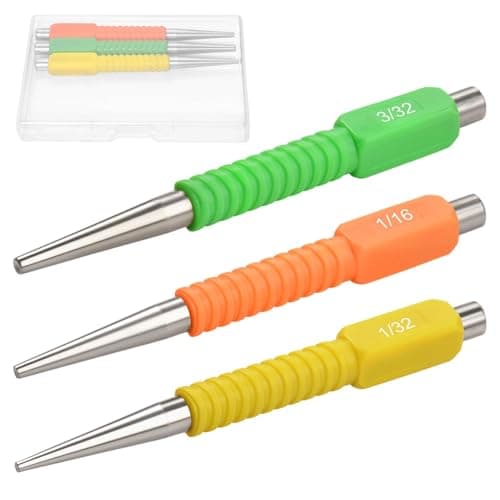 Image of SPEEDWOX 3-Piece Kit Nail Punch Set Includes 1/32", 1/16", 3/32" Nail Setter, Nail and Center Punch Set Color Coded Nail Set Tool with Shock-Absorbing Grip Multicolor with A Storage Box