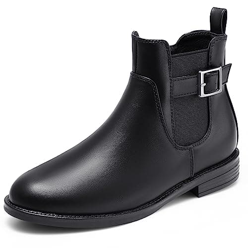 Image of Harvest Land Womens Boots Ladies Comfortable Chelsea Boots Ankle Boots Stylish Classic Shoes side zip for Adults Zip Black1 UK7