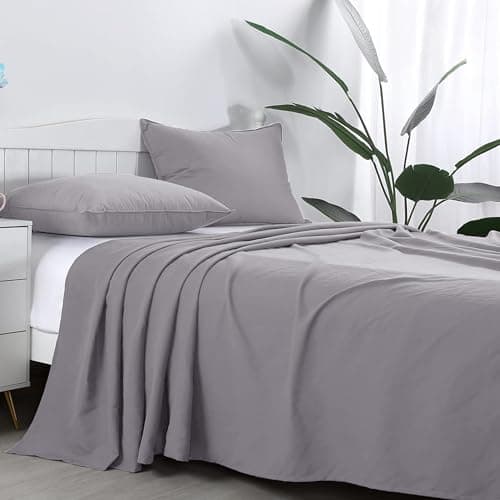 Image of AR Ware King Size Flat Sheet 100% Egyptian Cotton 300 TC- Breathable and Fade Resistant - Non Iron Hotel Quality Flat Bed Sheets (250 x 280cm, Grey)