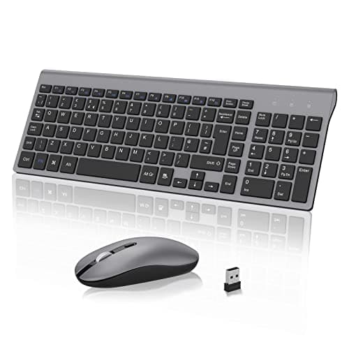 Image of Wireless Keyboard Mouse Combo, cimetech 2.4G Ultra-Thin Keyboard and Mouse Set with Sleek Ergonomic Silent Design & Stable Connection for Windows PC Laptop Computer (QWERTY UK Layout, Gray)