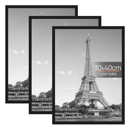 Image of upsimples 3 Pack 30x40 Picture Frame, 30x40 Picture Frame Black for Photo Gallery - Slide-In Strips, Horizontal or Vertical Wall Mounting