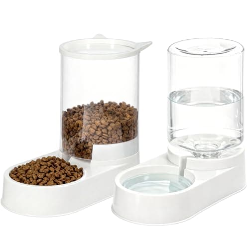 Image of Trintion 2 Packs Automatic Cat Feeder and Water Dispenser Set 3.2L, Large Capacity Gravity Pet Food Bowl & Waterer for Cats and Small Medium Dogs