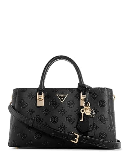 Image of GUESS Women Tisha Girlfriend Satchel Folder, Black Logo, One Size