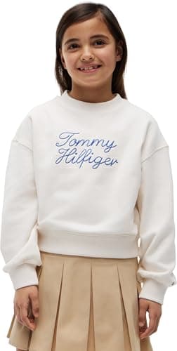Image of Tommy Hilfiger Girl's Crew Neck KG0KG09439 Other Sweatshirts, WHITE (Ancient White), 14 Years