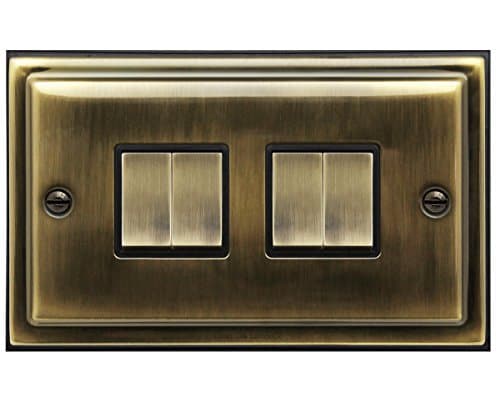 Image of Brush Antique Brass Light Switch 4 Gang 10amp 2 Way BE308 KME