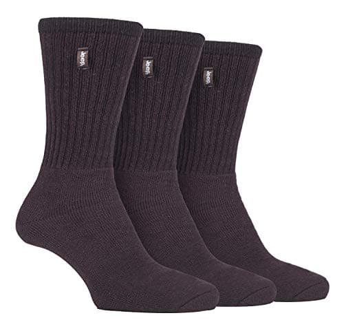 Image of Jeep - 3 Pairs Mens Vintage Cotton Cushioned Socks for Hiking Boots with Ribbed Leg (6-11, Brown/Earth)
