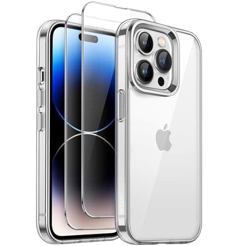 Image of JETech 3 in 1 Case for iPhone 14 Pro Max 6.7-Inch with 2 Pack Tempered Glass Screen Protectors, Non-Yellowing Shockproof Bumper Phone Cover (Clear)