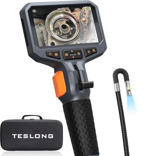Image of Dual Lens Articulating Inspection Camera, Teslong 4.5'' IPS Endoscope Inspection Camera with Articulated Probe, Flexible Borescope with Light for Wall/Automotive/Engine Inspect (1.55 Meter/8.5mm)