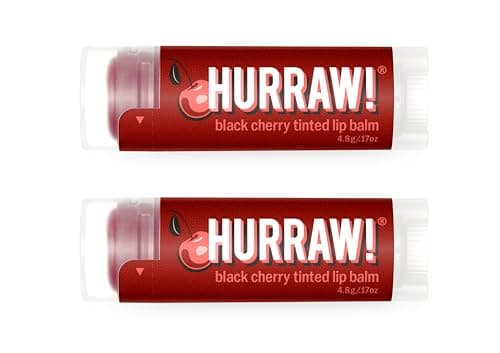 Image of Hurraw! Black Cherry Tinted Lip Balm, 2 Pack: (Sheer Red Tint) Organic, Certified Vegan, Cruelty and Gluten Free. Non-GMO, 100% Natural Ingredients. Bee, Shea, Soy and Palm Free. Made in USA