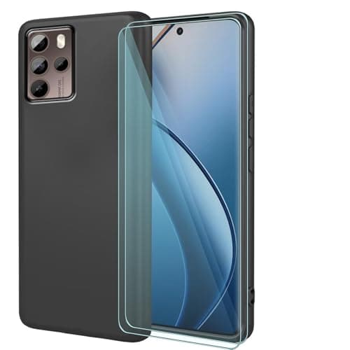 Image of FortiCase Case for HTC U23 Pro with 2 Pack Tempered Glass Screen Protector,Shockproof DustProof Anti-Scratch Cover,Silky-Soft Touch Phone Case,Black - 2G