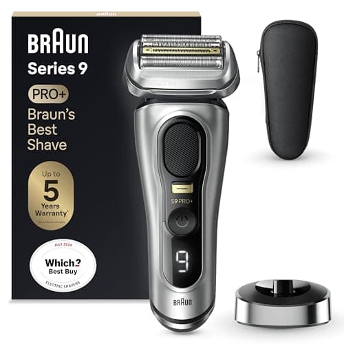 Image of Braun Series 9 Pro Electric Shaver With 3+1 Head, ProLift Trimmer, Charging Stand & Travel Case, Sonic Technology, UK 2 Pin Plug, 9417s