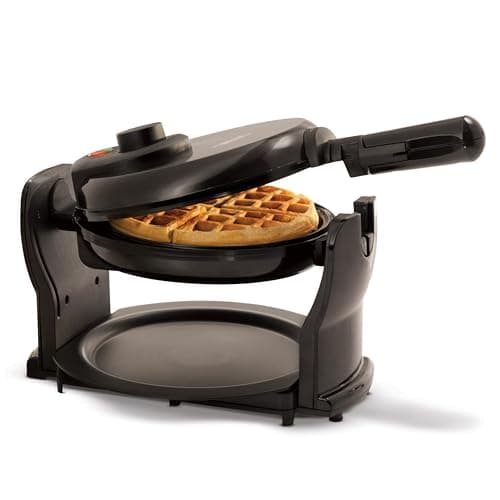 Image of BELLA Classic Rotating Belgian Waffle Maker with Nonstick Plates, Removable Drip Tray, Adjustable Browning Control and Cool Touch Handles, 1000 Watt, Black