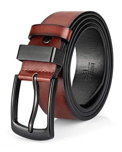 Image of EsengNoyi Brown Leather Belt for Men, Mens Casual Belts for Jeans with Single Prong Buckle (Brown, M - waist 32"-35")
