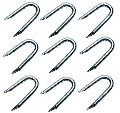 Image of TERF® 30mm Galvanised U Nails Netting Staples Length 30mm (1.18 inch) Diameter (Ø) 3.35mm Heavy Duty U Nails Wire Staples for Fixing Fencing Fence Wire Mesh - Pack of 50