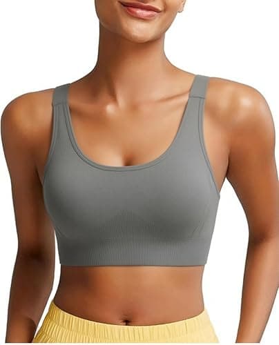 Image of Aseniza Sports Bras for Women High Supportive Bras Racerback Removable Padded for Woman Gym Crop Top(Grey-M)