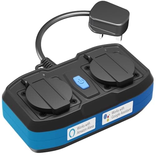 Image of HBN 13A Outdoor Smart Plug that Work with Alexa&Google Assistant,Waterproof Double Sockets with Voice Control&APP Control,IP44 Smart Life Wifi Plugs