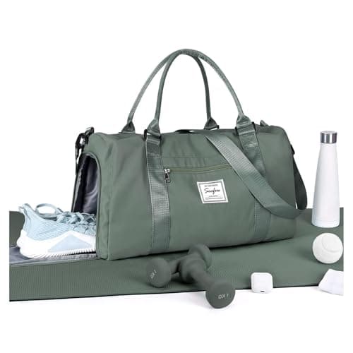 Image of HYC00 Gym Bags Women Men Sports Duffle Bag with Shoes Compartment & Wet Pocket, Travel Duffel Bags for Women Large Weekend Overnight Holdall for Hospital Swimming Carry on Hand Luggage Bag, Army Green