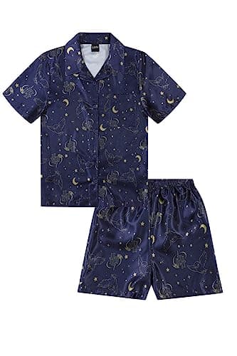 Image of Harry Potter Hedwig Ladies Short Satin Pyjama Set Summer Two Piece Pyjamas for Women Silk Satin sizes 8-18 (14-16) Blue