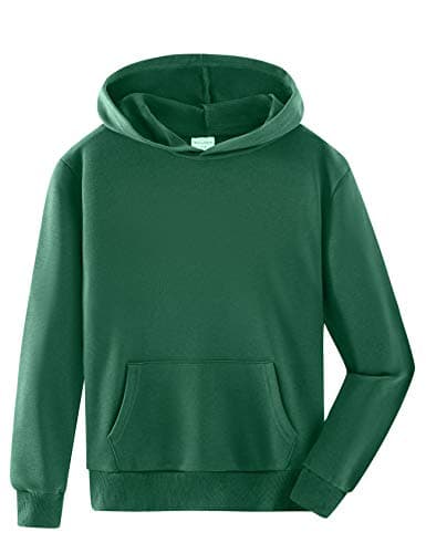 Image of Spring&Gege Youth Solid Pullover Sport Hoodies Soft Kids Hooded Sweatshirts for Boys and Girls Size 9-10 Years Dark Green