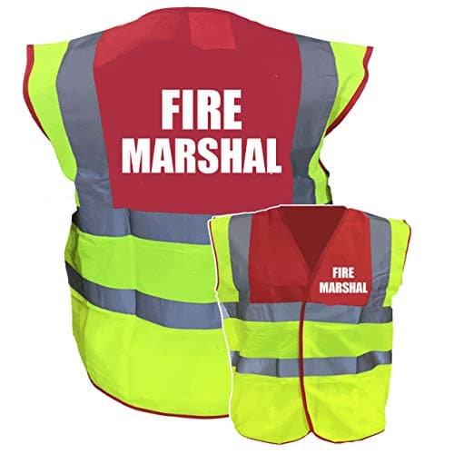 Image of Fire Marshal Red Yellow Hi Vis Viz Reflective Safety Vest Waistcoat, Reflective High Visibility, supplied by Simply Hi Vis Clothing UK