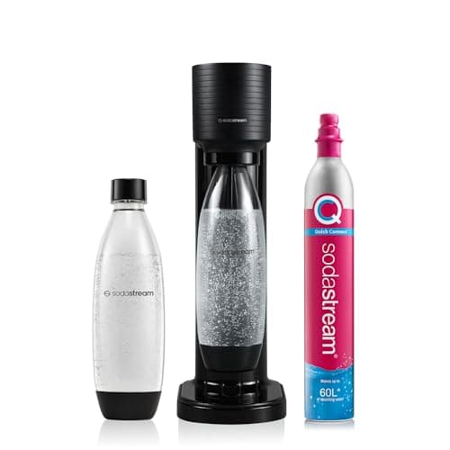 Image of Sodastream Gaia Manual Sparkling Water Maker - Cordless Sparkling Water Machine with 1 Litre Reusable BPA-Free Water Bottle for Carbonating and 60 Litre Quick Connect Co2 Gas Cylinder - Black