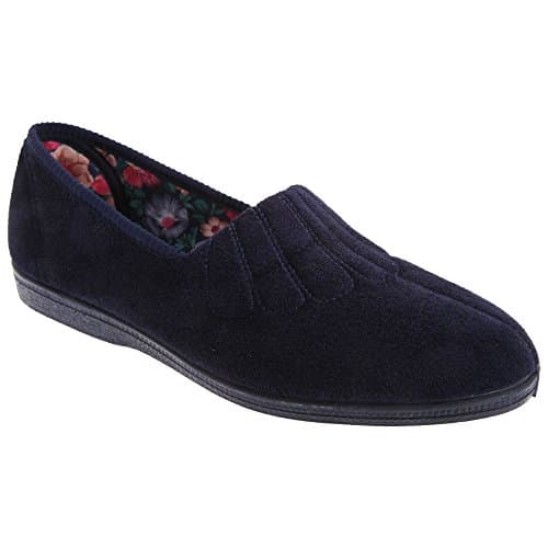 Image of Sleepers Womens/Ladies Fan Stitch Wide Fitting Slippers (6 UK) (Navy Blue)