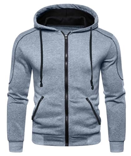 Image of CTU Mens Hoodie Zip up Hooded Sweatshirts Casual Pullover Long Sleeve Fleece Jacket with Zipper Pocket Light Grey M