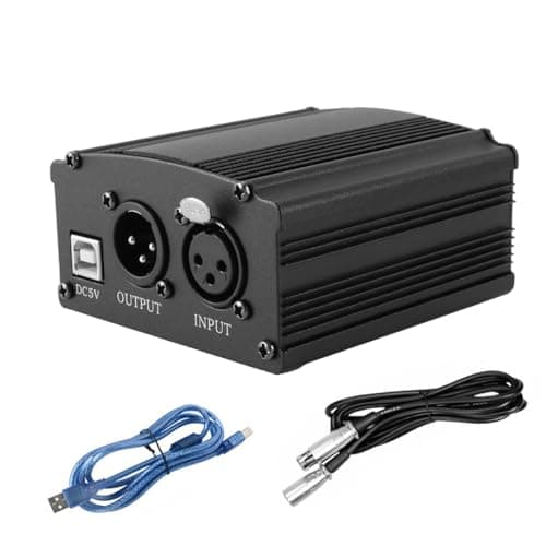 Image of Alide 1-Channel 48V Phantom Power Supply with XLR 3 Pin Microphone Cable for Condenser Microphone