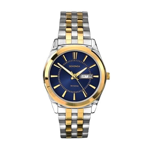 Image of Sekonda Men's Quartz Watch with Blue Dial Analogue Display and Silver Stainless Steel Bracelet 1032.27