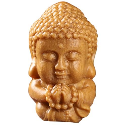 Image of FOYTOKI Small Buddha Figurines Key Chain Charms Chinese Key Pendant Sturdy Delicate Retro High-class Wood DIY Hanging Decor Accessory