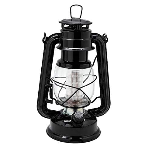 Image of YAKii LED Vintage Lantern Metal Hanging Hurricane Lantern 12 LED Dimmer Switch Cold White Battery Operated Lantern Power Outage Indoor Camping Lighting Outdoor Lantern(Black)