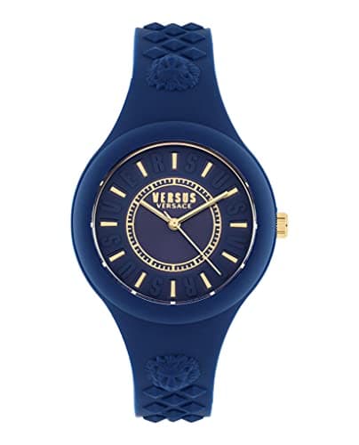 Image of Versus Versace Womens Fire Island Fashion Watch. Adjustable and Sporty Silicone Strap. Includes Travel Gift Pouch., Blue, One size, Versus Versace | Fire Island