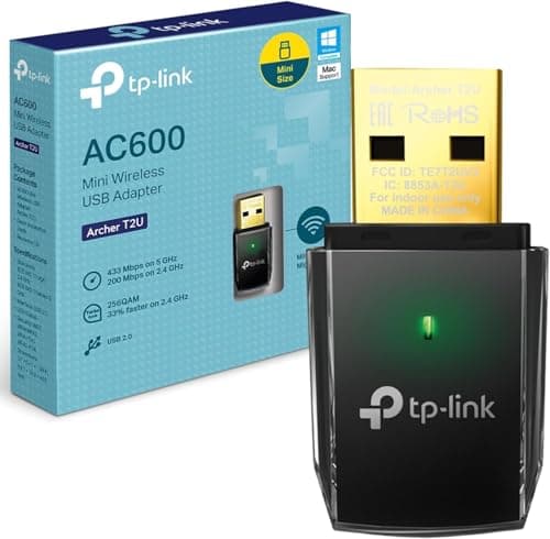 Image of TP-Link Archer T2U USB WiFi Adapter for PC, Dual Band AC600 USB WiFi Dongle for PC, Windows, Mac OS X, Mini design, HD Video/Gaming/Streaming, Mini Design, Compact & Portable, Easy Setup