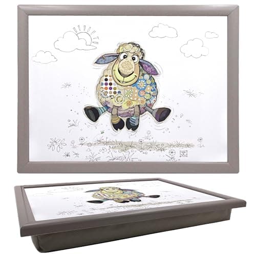 Image of Lesser & Pavey Bug Art Sasha Sheep Laptray For Food Serving & Breakfast | Comfortable Lap Trays With Bean Bag Cushion For Snacks & Dinner | Durable Serving Tray For Eating On Lap For Adults
