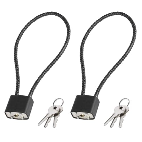 Image of 2 PCS Steel Padlocks with Keys,Rope Padlocks with Keys,Robust Long Shackle Padlock,Flexible Cable Lock for Outdoor, Indoor,Wheelie Bin,Gym Locker, Wire(Black)